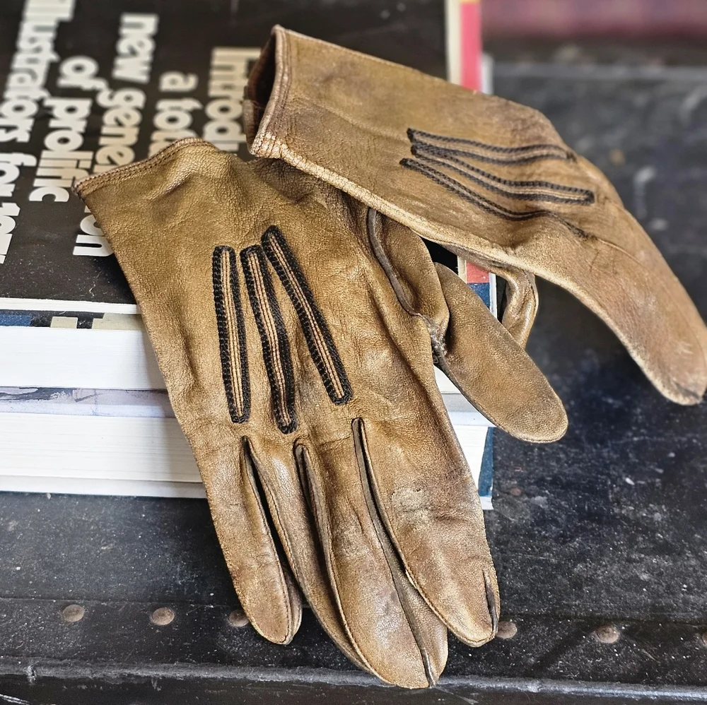 Antique Brown Leather Women's Gloves